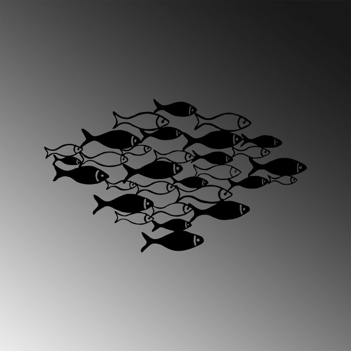 Wallity Fishes - 276 Accesorio de Pared de Metal Negro